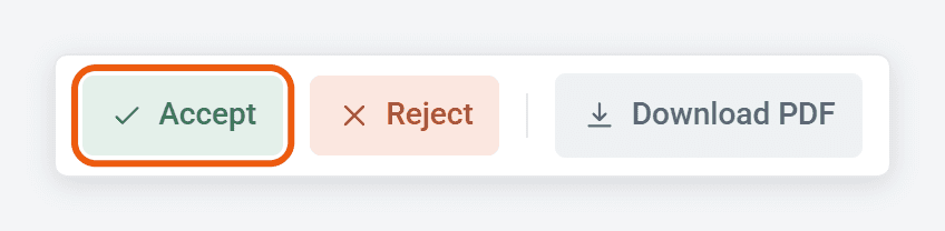 The Accept, Reject and Download PDF buttons on a timesheet that’s waiting for you.