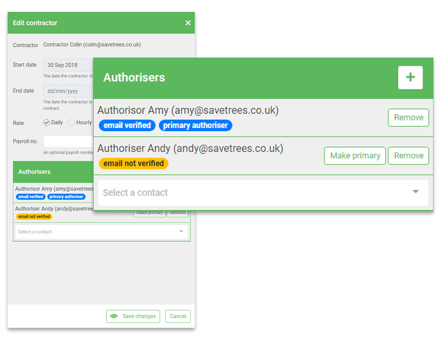 Multiple authorisers setting