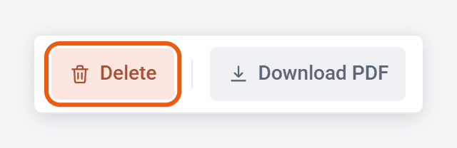 The Delete and Download PDF buttons at the bottom of a pending timesheet.