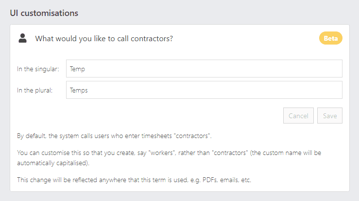 Terminology setting in agency settings