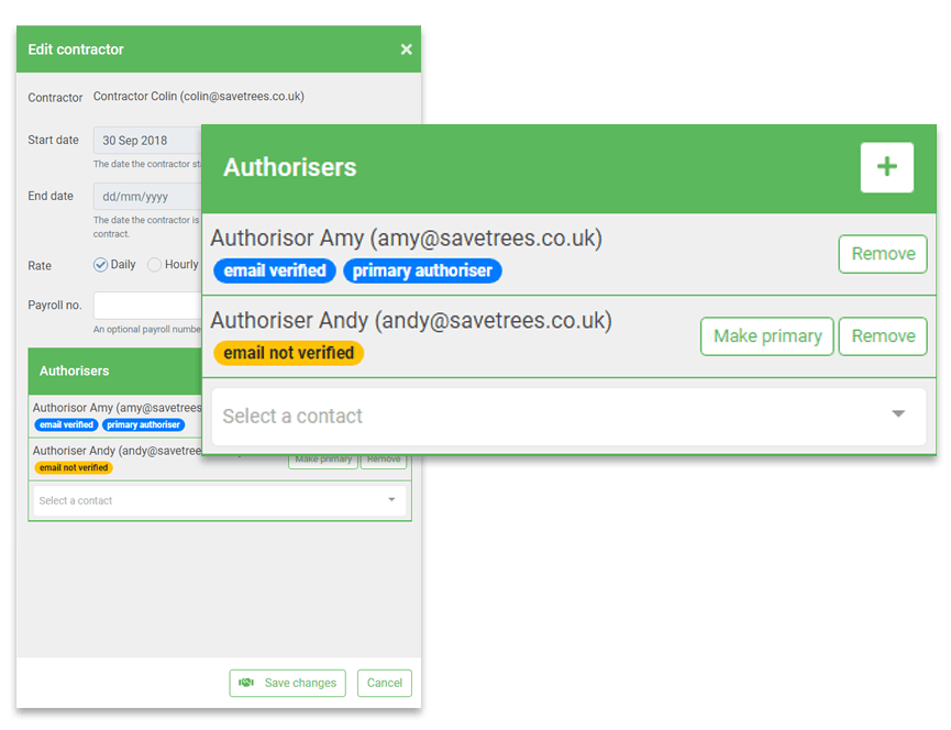 Multiple authorisers setting