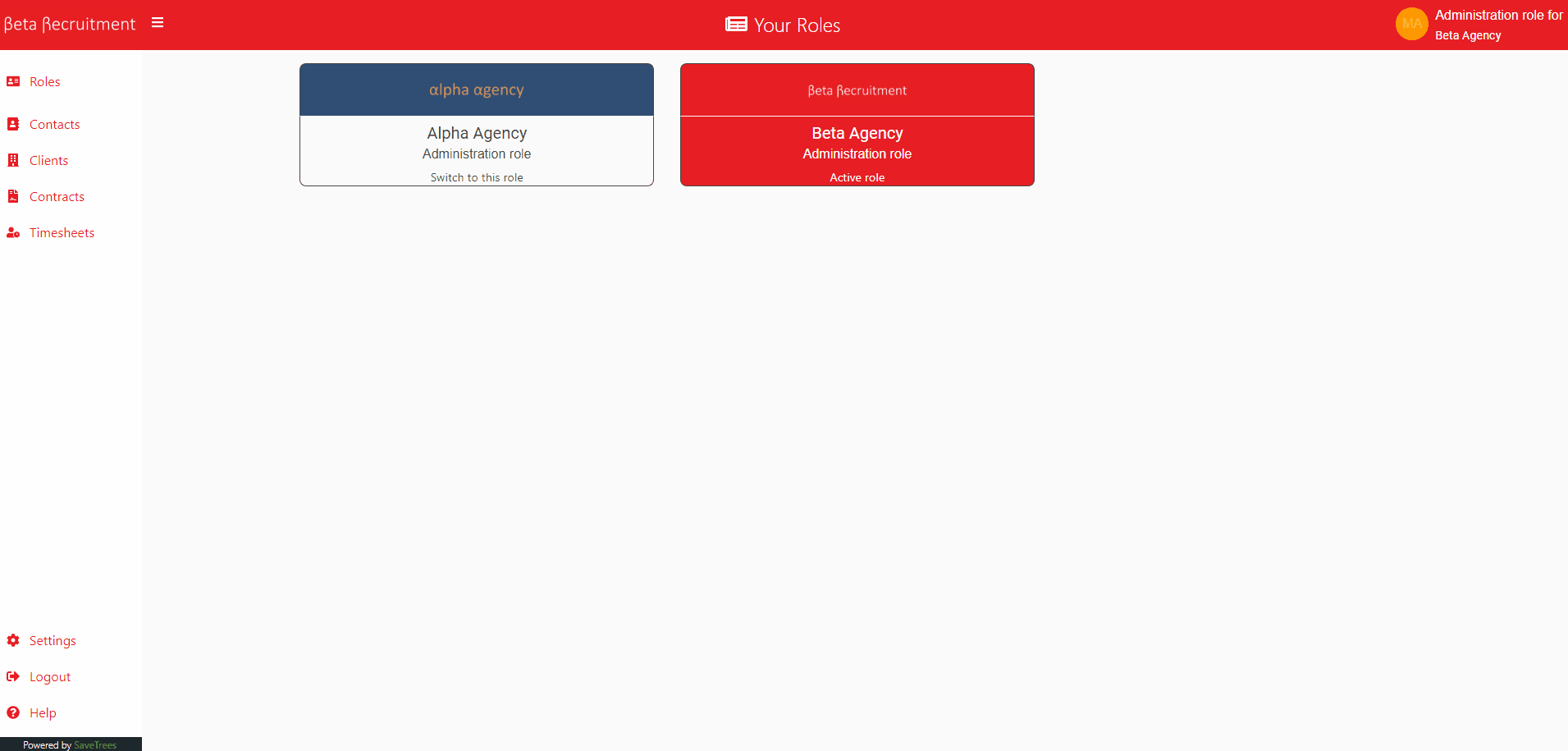 Switching between agencies in the dashboard